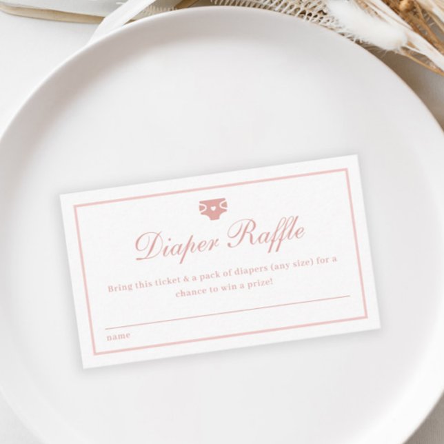 Elegant Script Pink Diaper Raffle Baby Shower Enclosure Card (Elegant Pink Script Diaper Raffle Girls Baby Shower Enclosure Card.)
