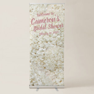 Elegant Script Pink Floral Bridal Shower Backdrop Retractable Banner