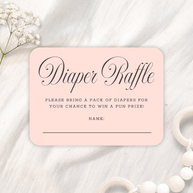 Elegant Script Pink Girl Baby Shower Diaper Raffle Enclosure Card (Creator Uploaded)