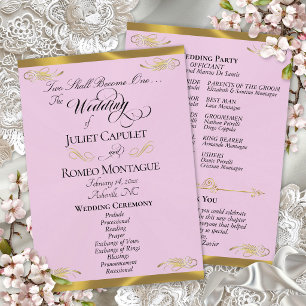 Elegant Script - Pink Pearl/Gold Wedding Programme