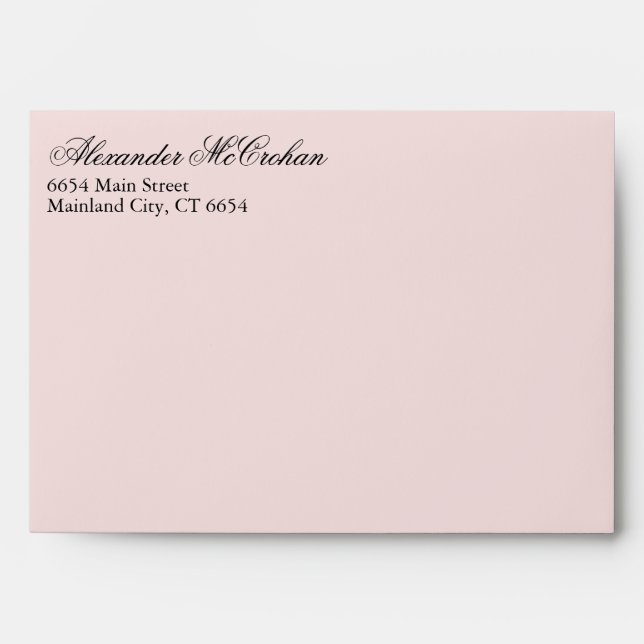 Elegant Script Pink Return Address Mailing Envelope (Front)