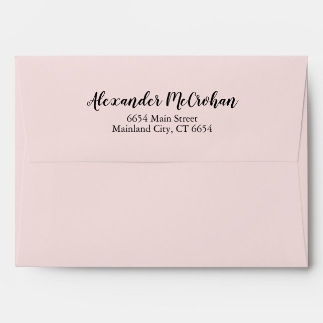 Elegant Script Pink Return Address Mailing Envelope (Back (Top Flap))