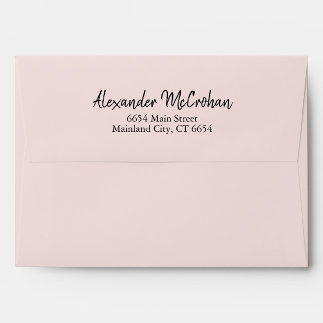 Elegant Script Pink Return Address Mailing Envelope (Back (Top Flap))