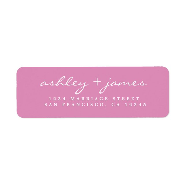 Elegant Script Pink Wedding Return Address  Label (Front)