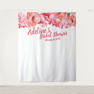 Elegant Script PinkWatercolor Floral Bridal Shower Tapestry