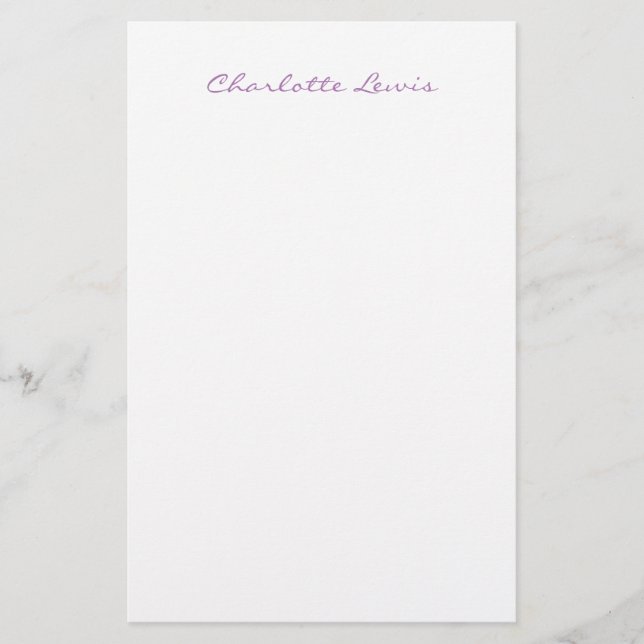 Elegant Script Plain Modern Minimalist Stationery (Front)
