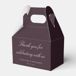 Elegant Script Plum Wedding Custom Thank You Favour Box