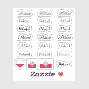 Elegant script Poland & Polish Flag /name Set