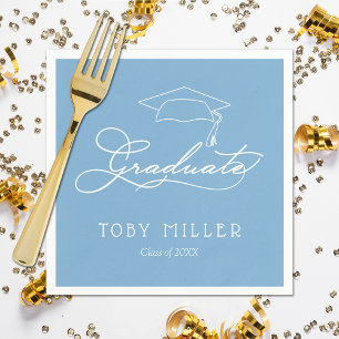 Elegant Script Powder Blue Graduation Napkins