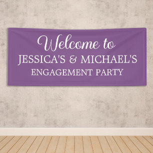 Elegant Script Purple Engagement Party Banner