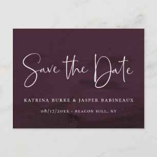Elegant Script Purple Watercolor Save the Date Announcement Postcard