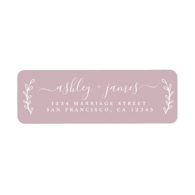 Elegant Script Purple Wedding Return Address (Front)