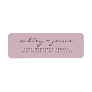 Elegant Script Purple Wedding Return Address