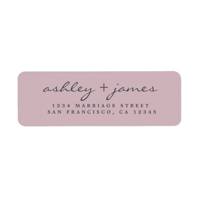 Elegant Script Purple Wedding Return Address (Front)
