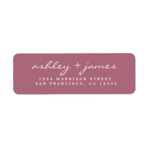 Elegant Script Purple Wedding Return Address 