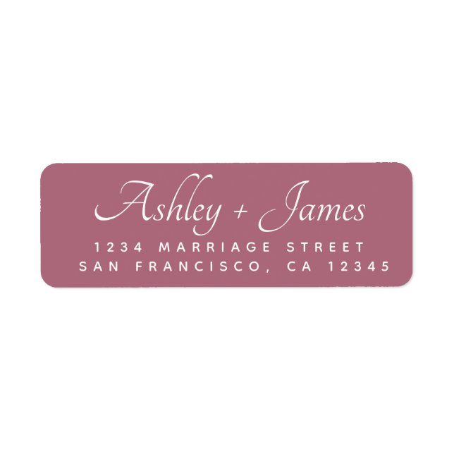 Elegant Script Purple Wedding Return Address (Front)