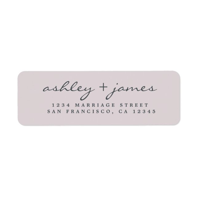 Elegant Script Purple Wedding Return Address (Front)