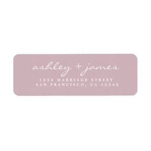 Elegant Script Purple Wedding Return Address