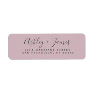 Elegant Script Purple Wedding Return Address Label