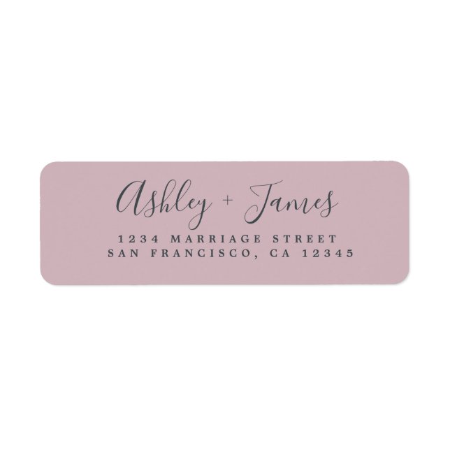 Elegant Script Purple Wedding Return Address Label (Front)