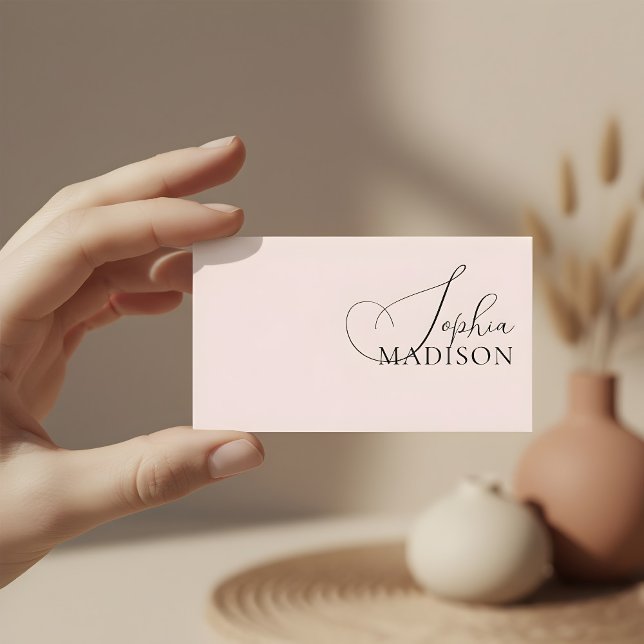 Elegant Script QR Code Blush Pink Business Card (Creator Uploaded)