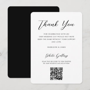Elegant Script QR Code Online Gallery Wedding Thank You Card