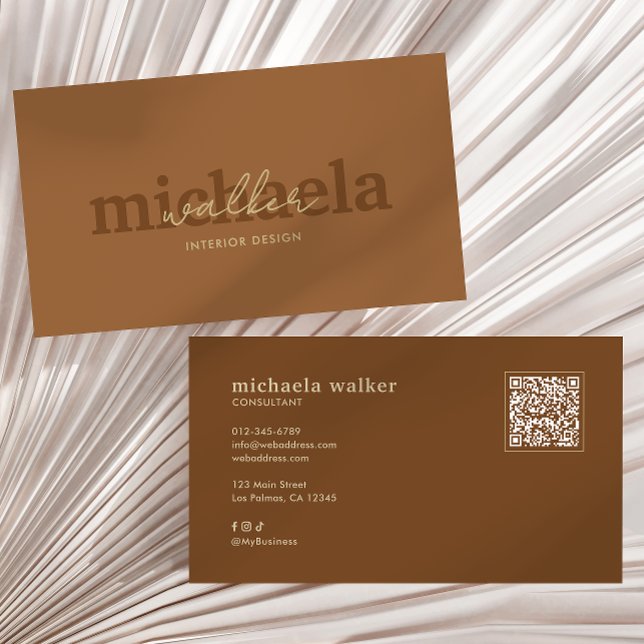 Elegant Script QR Code & Social Media Business Card (Creator Uploaded)