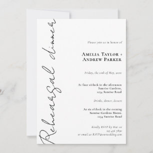 Elegant Script QR Code Wedding Rehearsal Dinner Invitation