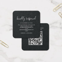 Elegant Script QR Code Wedding RSVP Mini Card