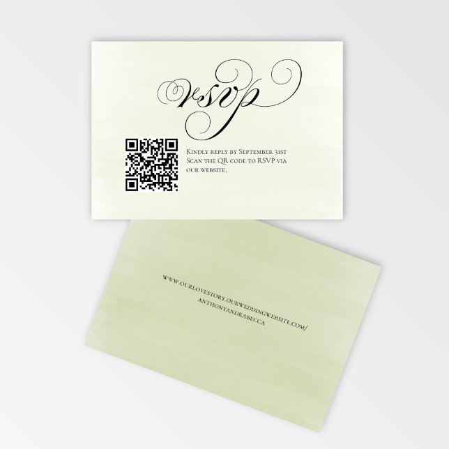 Elegant Script QR Code Wedding RSVP Response (Elegant script RSVP card with QR code for quick and easy wedding replies)