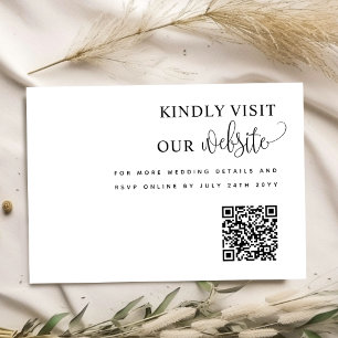 Elegant Script QR Code Wedding Website Kraft Enclosure Card