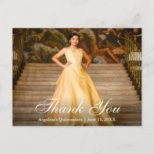 Elegant Script Quinceañera Photo Thank You Postcard