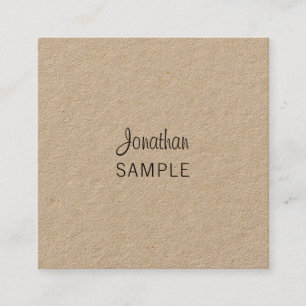 Elegant Script Real Kraft Paper Artistic Unique Square Business Card