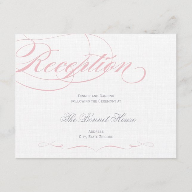 Elegant Script Reception Card - Blush Pink (Front)