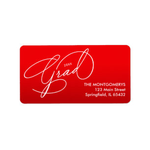 Elegant Script Red Graduation Return Address Label
