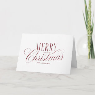 Elegant Script Red Merry Christmas Business Logo Holiday Card