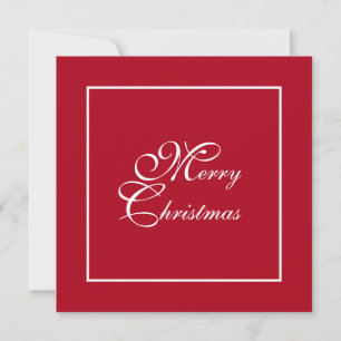 Elegant Script Red Personalized Photo Christmas Holiday Card