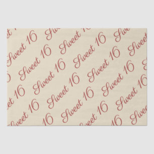 Elegant Script Red Sweet 16 Birthday Tan Tissue Paper