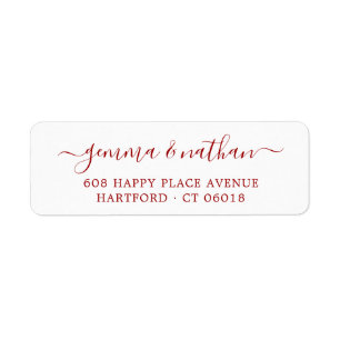 Elegant Script Red Wedding Return Address
