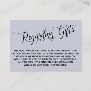 Elegant Script Regarding Wedding Gifts Dusty Blue Enclosure Card