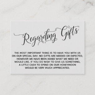 Elegant Script Regarding Wedding Gifts Light Grey Enclosure Card