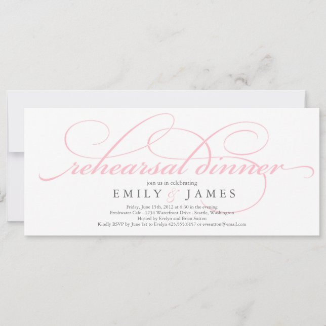 Elegant Script Rehearsal Dinner Invitation (Front)