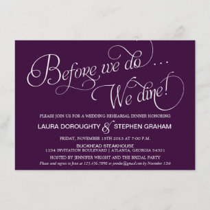 Elegant Script Rehearsal Dinner Invitation Purple