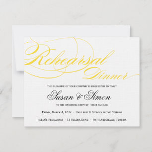 Elegant Script Rehearsal Dinner Invitation Yellow