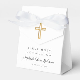 Elegant Script Religious Cross First Communion Favour Box