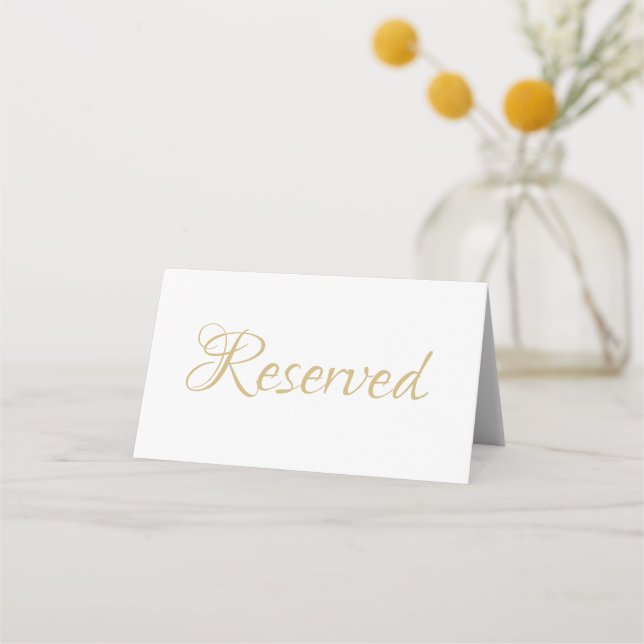 Elegant script Reserved text Wedding Table Place Card (Front)