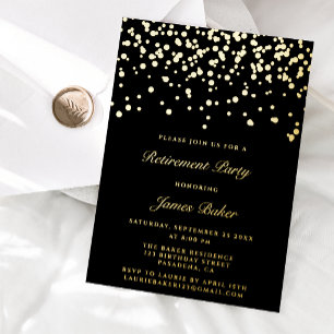 Elegant Script Retirement Party Black & Gold