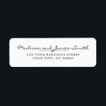 Elegant Script  Return Address<br><div class="desc">Create your own Wedding Invitations Return Address labels with this Stylish Elegant Chic Minimalist Return Address template. The Return Address simple label in black and white typo features couple names in classic elegant sophisticated script and serif font, and your own return address. This clean and minimalist return address label design...</div>