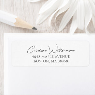 Elegant Script Return Address Black White Simple