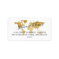 Elegant Script Return Address Gold Map